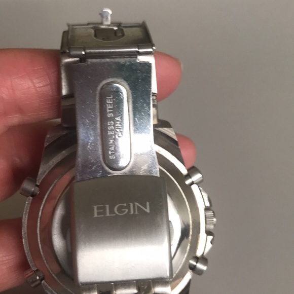 Elgin Quartz Watch Mens Big Face SR626SW Silver Chronograph - Picture 2 of 5